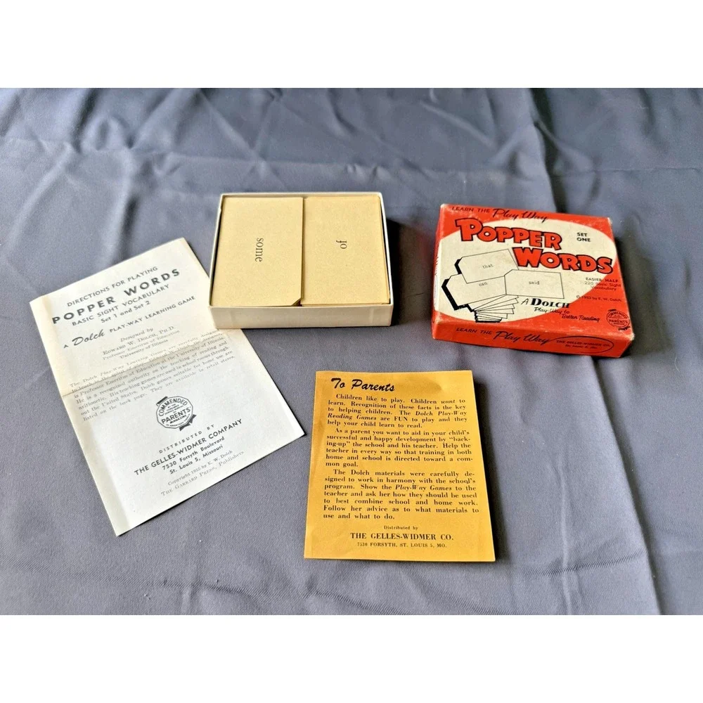 VTG‎ 1953 POPPER WORDS Flash Cards Set 1 & 2 Vocabulary Learn The Play Way DOLCH